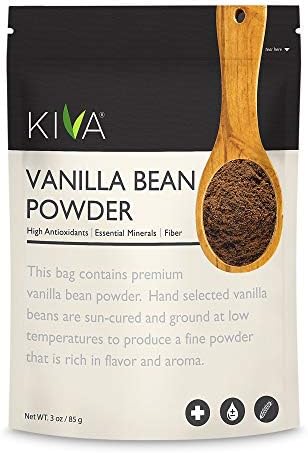 Kiva Vanilla Bean Powder, Gourmet-Grade, 100% Pure Natural Vanilla, Freshly Ground from Madagascar Bourbon Vanilla Beans, Aromatic and Fragrant, Gluten-Free, Non-GMO, Ideal for Baking, Smoothies, Beverages, 3 oz Kiva