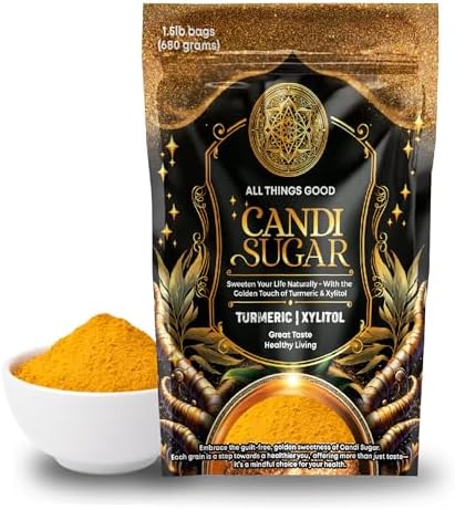 Candi Sugar Xylitol Sweetener - Xylitol & Organic Turmeric Powder Blend - 1:1 Sugar Substitute With No Artificial Additives - Xylitol Powder & Turmeric Root Extract - Vegan & Gluten Free - 1.5lb Bag CANDI Sugar