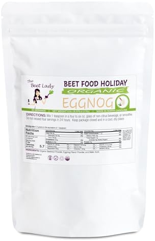 Holiday Eggnog Beet Food Nutritional Therapy Powder Blend - 100% bio-Available nutrients from Good Food. Organic, Plant-Based, Non-GMO, Clean and raw. 60 Servings. The Beet Lady