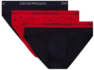 Emporio Armani Pure Cotton 3-Pack Brief Marine/Printed Fire/Marine XL (US 37"-38" Waist) Emporio Armani