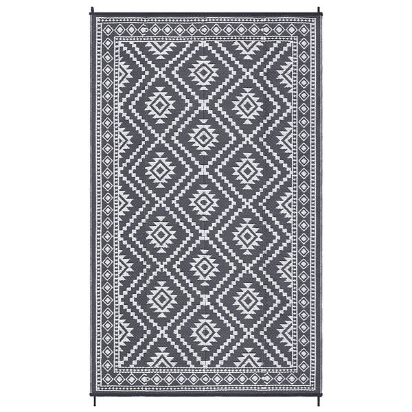 Glowsol Outdoor Vintage Geometric Plastic Straw And Reversible Patio Rug GlowSol