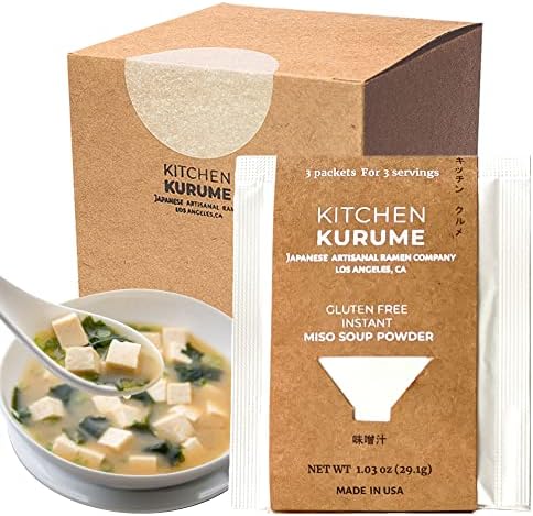 Kitchen Kurume® Gluten Free White Miso Soup Powder (Pack of 15), Made in USA, Miso Soup Mix for Quick Meal, No MSG, 100% Natural, 5.1 Ounce KITCHEN KURUME