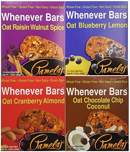 Pamela's Products Gluten Free Whenever Bars, Variety Pack of 4 Flavors, 20 Bars Total Pamela's Products