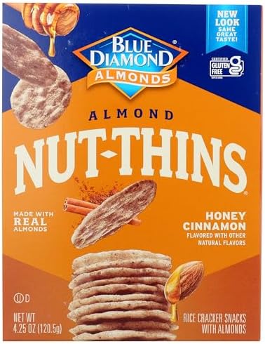 Крекеры с миндалем и медом и корицей, без глютена, 120 г, кошерные Blue Diamond Almonds