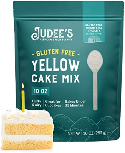 Judee's Yellow Cake Mix 10 oz - Baking Supplies - Super Moist and Rich - Great Pantry Essential - 100% Non-GMO, Gluten-Free and Nut-Free - Use for Baking and Decorating Judee's Gluten Free