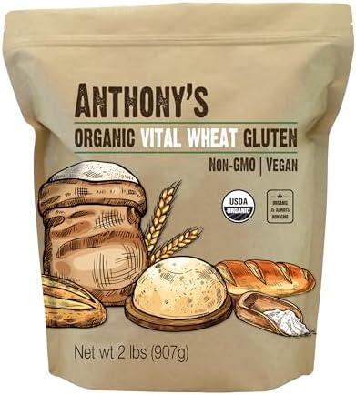 Anthony's Organic Vital Wheat Gluten, 2 lb, High in Protein, Vegan, Non GMO, Keto Friendly, Low Carb Anthony's