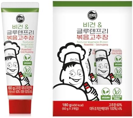 JINMI-GlutenFREE-vegan-Gochujang-soysauce korean tteokbokki, sauce gochujang paste, vegan meat, soy meat, vegan chili sauce, glutenfree sauce, bibimbap, hot chili sauce, doenjang soybean paste, Seasoned Soybean Paste (6.3 oz, VEGAN Stir-Fried Gochujang 180G ) JINMI