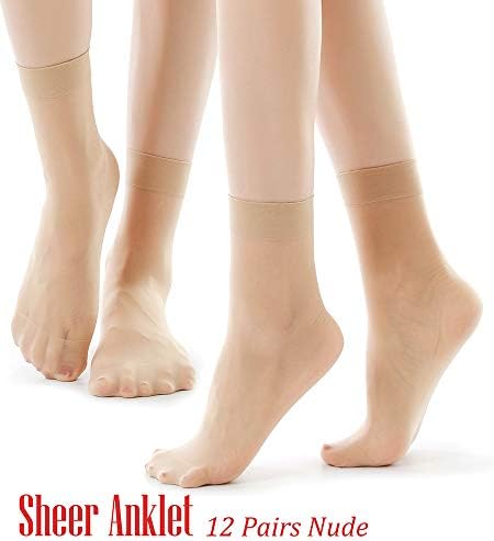 G&Y 12 Pairs Ankle Nylon Socks for Women - 20D Sheer Pantyhose Socks G&Y