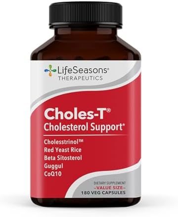 Choles-T - Cholesterol Support Supplement - Promotes Healthy Heart & Liver Function - Maintains Normal Levels - Red Yeast Rice, CoQ10, Guggul & Phytosterols - 90 Capsules LifeSeasons