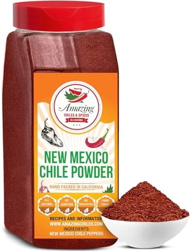 New Mexico Chili Powder 1 LB (16oz) – Natural and Premium. Use For Stews, Soups, Meat Rubs, Salsa, Enchiladas and More. Moderate Heat. By Amazing Chiles & Spices Amazing Chiles & Spices