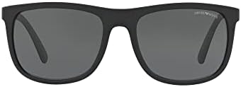 Emporio Armani Men's EA4079 Square Sunglasses, Matte Black/Grey, 57 mm Emporio Armani