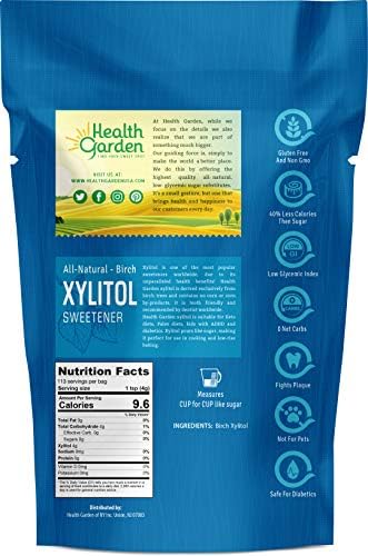 Health Garden Birch Xylitol Sweetener - 5 LBS Resealable Bag - Pure Birch Xylitol - Non GMO, Kosher, and Made in the U.S.A. - Ideal Powdered Sugar Substitute - Non-GMO Sugar Alternative Health Garden