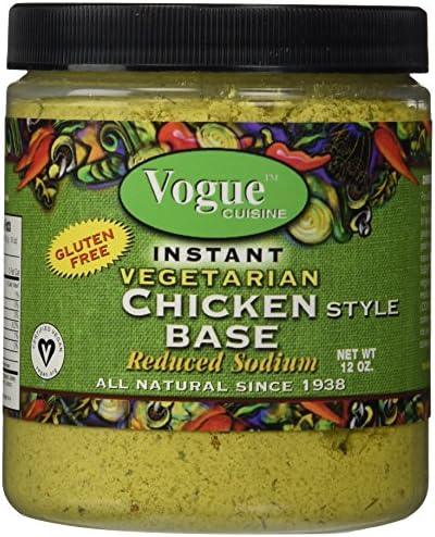 Vogue Cuisine Vegetarian Chicken Soup & Seasoning Base 12oz - Low Sodium, Gluten Free, All Natural Ingredients Vogue Cuisine