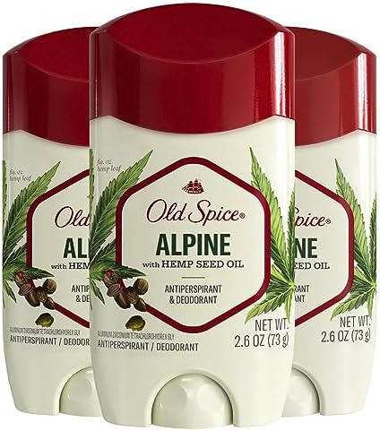 Old Spice Men's Antiperspirant & Deodorant Alpine with Hemp Oil, 2.6oz (Pack of 3) Old Spice