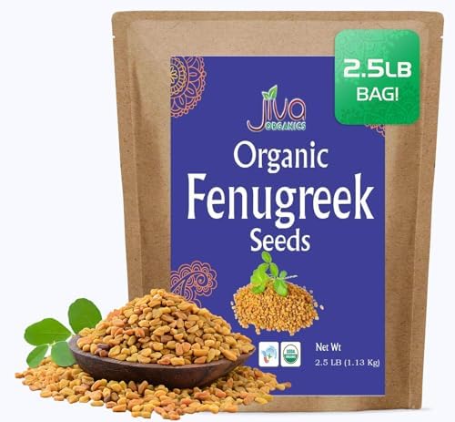 Jiva Organic Fenugreek Seeds 2.5 LB Bulk - As Seen On Tik Tok - Whole Methi Seeds - Non GMO, Non-Irradiated, Gluten Free - (Fenogreco En Semillas) Jiva Organics