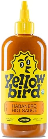 Yellowbird Organic Habanero Hot Sauce - Medium Hot - Vegan Habanero Sauce Made with Carrots, Garlic and Tangerine - Gluten-Free & Non-GMO Organic Hot Sauce - Tabletop Size - (19.6 oz, 1 Count) Yellowbird Foods