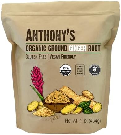 Anthony's Organic Ground Ginger Root, 1 lb, Gluten Free, Non GMO, Keto Friendly Anthony's