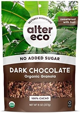 Alter Eco Dark Chocolate Granola, Healthy, Organic Breakfast & Snack, Naturally Sweetened with Fruit, Vegan, No Artificial Sugars or Additives, Regeneratively-Farmed Oats (Dark Chocolate - 1 Pack) Alter Eco