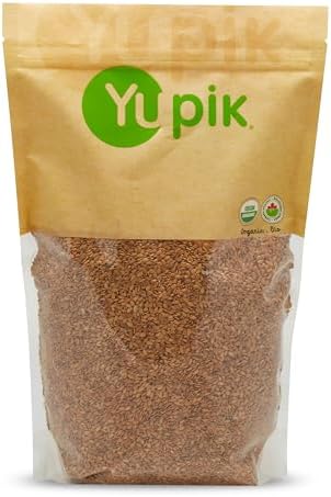 Yupik Organic Golden Flax Seeds, 2.2 lb, Gluten-Free, Non-GMO, Kosher, Raw Seeds, Excellent Source of Fiber, Source of Omega-3, Plant-Based Protein, Ideal for Beverages, Baking & Topping Yupik