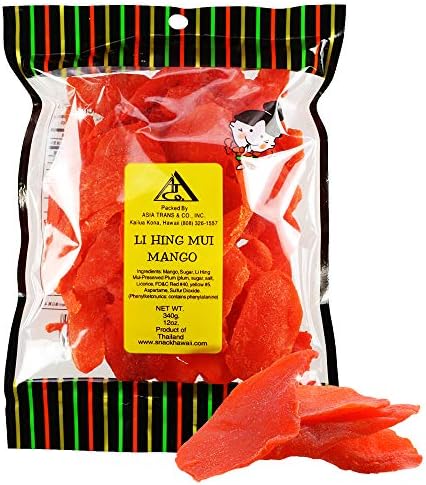 Asia Trans Li Hing Mui Dried Mango | Hawaiian Favorite | Naturally Sweet Dried Fruit Candy with Asian Plum Powder Asia Trans & Co.