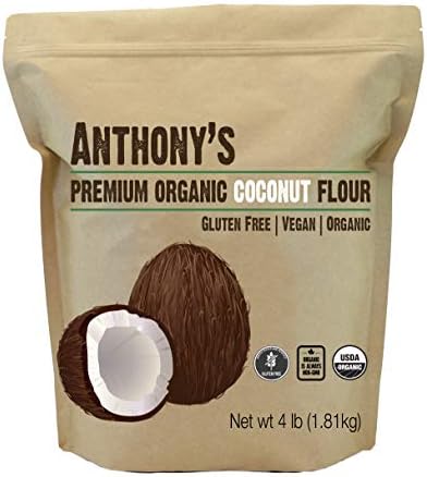 Anthony's Organic Coconut Flour, 4 lb, Batch Tested Gluten Free, Non GMO, Vegan, Keto Friendly Anthony's