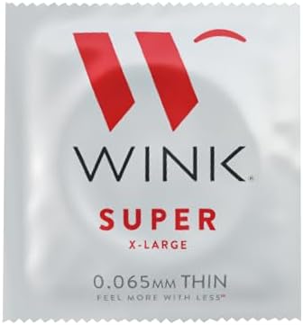 Wink Super X-Large Ultra Thin Lubricated Latex Condoms, Premium Latex for Smooth and Natural Feel, Pack of 100 Condoms Wink