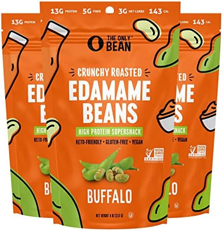 The Only Bean - Crunchy Roasted Edamame Beans (Sea Salt) - Keto Snacks (2g Net) - High Protein Healthy Snacks (14g Protein) - Low Carb & Calorie, Gluten-Free Snack, Vegan Food - 4 oz (3 Pack) The Only Bean