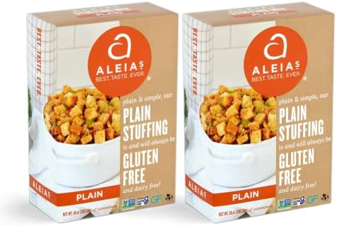 ALEIA'S BEST. TASTE. EVER. Plain Stuffing Mix - 10oz / 2 Pack – Authentic Taste, Classic Stuffing for Gluten Free Recipes, Certified Gluten Free, Non-GMO, Corn Free, Soy Free, Dairy Free, Low Sodium ALEIAS BEST. TASTE. EVER.