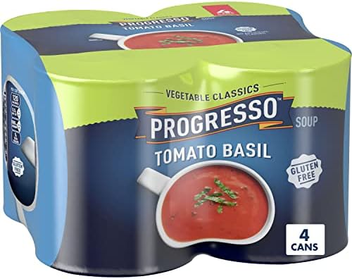 Progresso Tomato Basil Soup, Vegetable Classics Canned Soup, Gluten Free Soup, 19oz, Pack of 4 Progresso