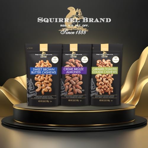 Squirrel Brand Milk Chocolate & Brown Butter Cashews, 3.5 Ounces, Resealable Bag, Gluten Free, Snacks for Adults and Kids, Fair Trade Certified Cocoa Squirrel Brand