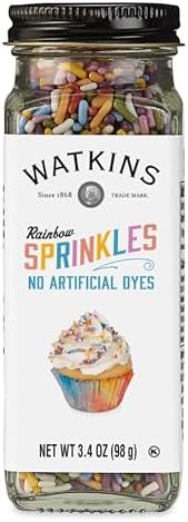 Watkins Rainbow Decorating Sprinkles, No Artificial Dyes, Kosher, 3.4 Ounce Jar, 1-Pack Watkins