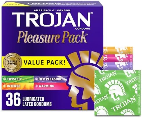 Trojan Pleasure Variety Pack Lubricated Condoms - 12 Count TROJAN