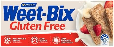 Безглютеновые хлопья для завтрака Sanitarium Weet-bix, 375 г, 96% цельнозерновых, с низким содержанием сахара Weet-Bix