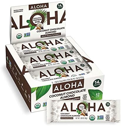 Органические протеиновые батончики ALOHA с кокосом и шоколадом, 1,98 унции, 12 штук, 14 г протеина Aloha