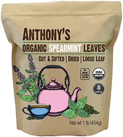 Anthony's Organic Dried Spearmint Leaves, 1 lb, Gluten Free, Non GMO, Cut and Sifted Anthony's