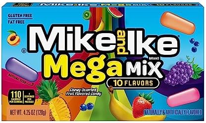 Жевательные конфеты Mike and Ike Mega Mix, 10 фруктовых вкусов, упаковка из 12 коробок по 120 г Tukima