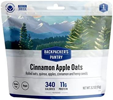 Backpacker's Pantry Cinnamon Apple Oats - Freeze Dried Backpacking & Camping Food - Emergency Food - 11 Grams of Protein, Vegan, Gluten-Free - 1 Count Backpacker's Pantry