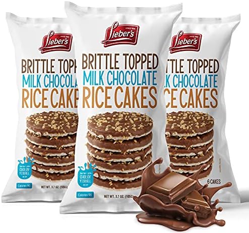 LIEBERS Thin Chocolate Rice Cakes, Kosher Certified Dairy and Dairy Free Options, Gluten Free Snack Pack Of 6 (Brittle Topped Milk Chocolate) Lieber's