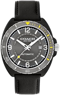 COACH Charter Men's Sport Automatic Watch - Calfskin Leather Strap - Self-Winding - Premium Fashion - Gift for Him, 44.5mm Coach