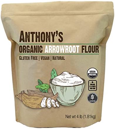 Anthony's Organic Arrowroot Flour, 4 lb, Batch Tested Gluten Free, Non GMO, Vegan Anthony's