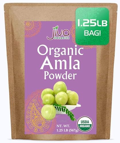 Organic Pure Amla Berry Powder, 1.25 Pound - Food Grade & Non-GMO - for Cooking & Beauty Care - by Jiva Organics Jiva Organics