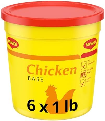 Maggi Chicken Base, Stock and Bouillon, Gluten Free, No MSG, Bulk 1 lb Tub (Pack of 6) Maggi