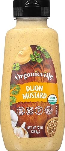 Organicville Dijon Mustard - Mustard Dijon Organic, Dijion Mustard, Vegan, Gluten Free, Paleo, Whole 30, USDA Organic, Non-GMO, Keto Mustard, Dijon Mustard Gluten Free - 12 Oz Organicville