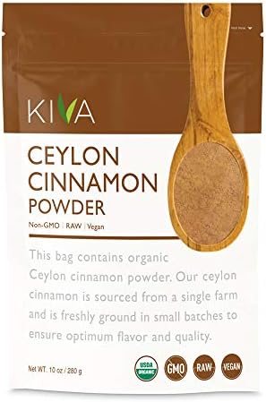 Kiva Organic Ceylon Cinnamon Powder, Pure Ceylon Cinnamon from Sri Lanka - 10 oz | Vegan, Non-GMO, USDA Organic, RAW, Gluten-Free, Support Healthy Heart and Blood Sugar Levels, Reduced Joint Pain Kiva