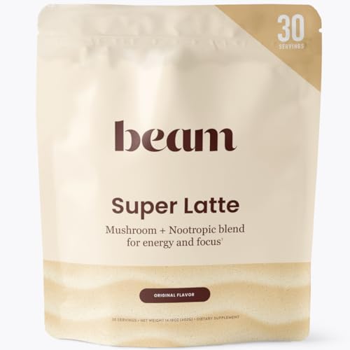 Beam Super Latte, адаптогенные грибы в альтернативном кофе, 30 порций для поддержки энергии и когнитивных функций Beam