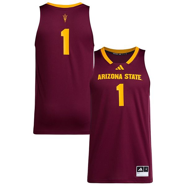 Мужская реплика джерси adidas #1 вишневого цвета Arizona State Sun Devils из переработанного полиэстера NCAA