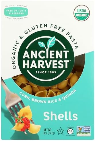 Паста-ракушки без глютена Ancient Harvest, 227 г, натуральный продукт высшего сорта Ancient Harvest