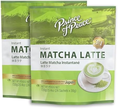 Prince of Peace 3 in 1 Matcha Latte Instant Beverage, 24 Sachets – Made with Matcha Powder from Japan - Instant Hot or Cold Beverage – Rich and Creamy Taste (Pack of 1) Prince of Peace