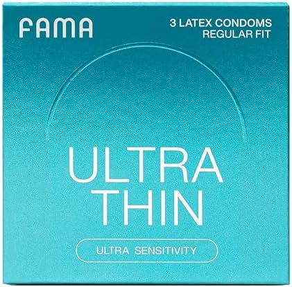 FAMA Ultra Thin Condoms, for Ultra Sensitivity, Natural Latex, Lubricated Condoms - 3 Count Fama