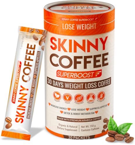 Кофе Skinny Coffee Super Boost для похудения, без сахара, веганское, 30 порций, поддерживает энергию и метаболизм Skinny Coffee SuperBoost